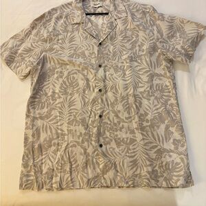 Cubavera Men's Leaf Print Button Down Shirt - Gray